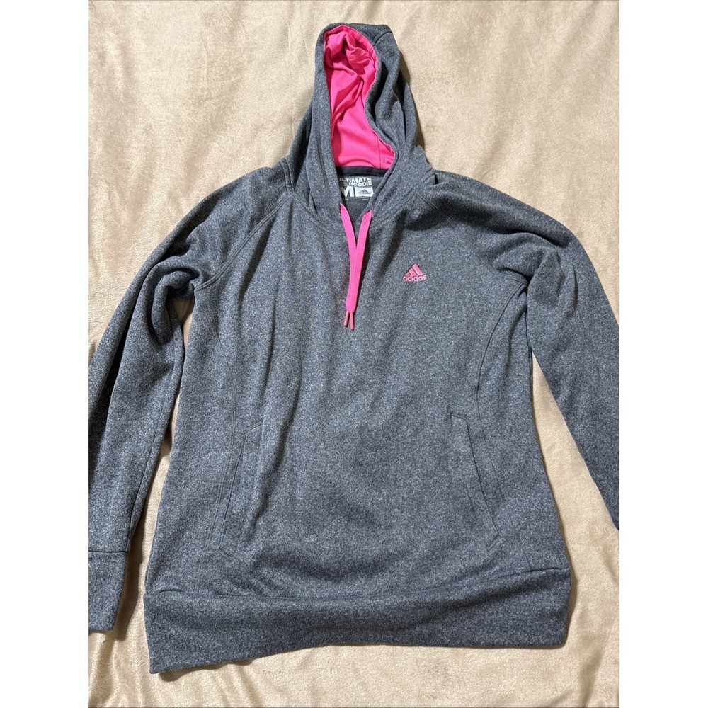 Adidas Women's ClimaWarm‎ Gray and Pink Ultimate Hoodie